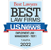 Best Law Firms - Employment Law - Management - Tier 1, Tampa 2021 badge